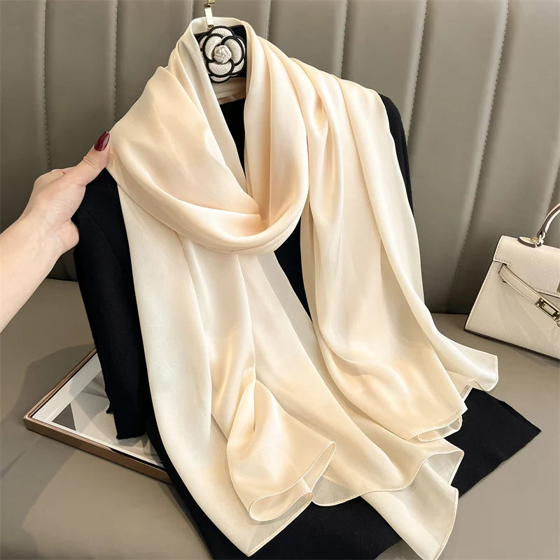 90*180cm Luxury Silk Scarf - Soft Smooth Women's Shawl, Hijab, Beach Wrap, Muffler