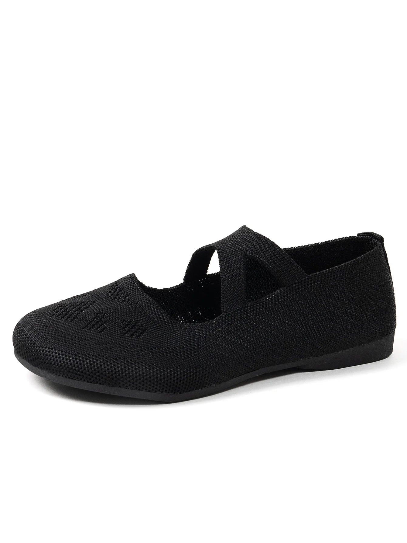 Round-toe small single shoes, fairy-style ballet shoes, comfortable knitted Mary Jane shoes