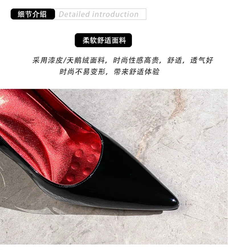 Luxury Designer Women Shoes Exquisite Metal Decoration Pointed Tip High Heels for Woman Elegant French Casual Shoe Zapatos Mujer