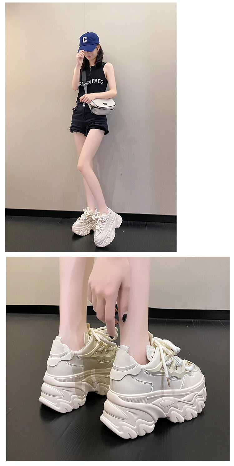 New High Platform Sneakers Women Thick Sole Sports Ladies Trainers Vulcanized Shoes Woman Chunky Sneakers Zapatillas Mujer 8.5CM