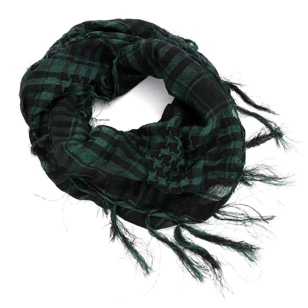 Lightweight Plaid Hijab Scarf for Men and Women Arab Desert Headscarf Soft Tactical Hiking Scarves Unisex Turban Military Shawl
