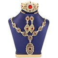 Sunspicems Arabic Bride Jewelry Sets Arabesque Earring Bracelet Necklace Gold Color Morocco Wedding Jewelry Caftan Accessories