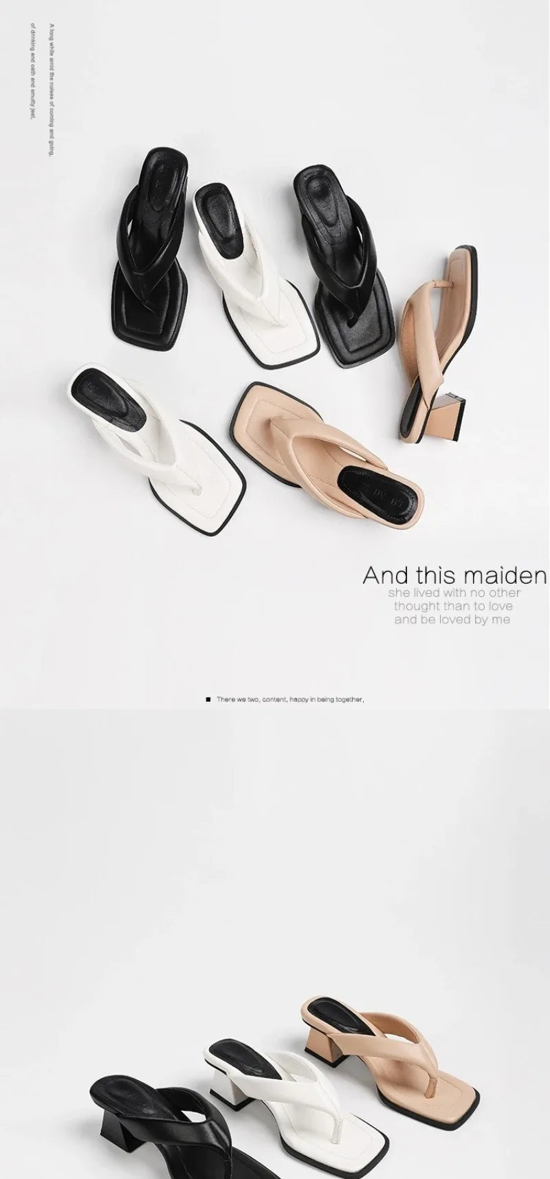 Designer Womens Flip Flops New Fashion Square Head High Heeled Sandals for Woman Summer Comfort Outdoor Slippers Sandalias Mujer