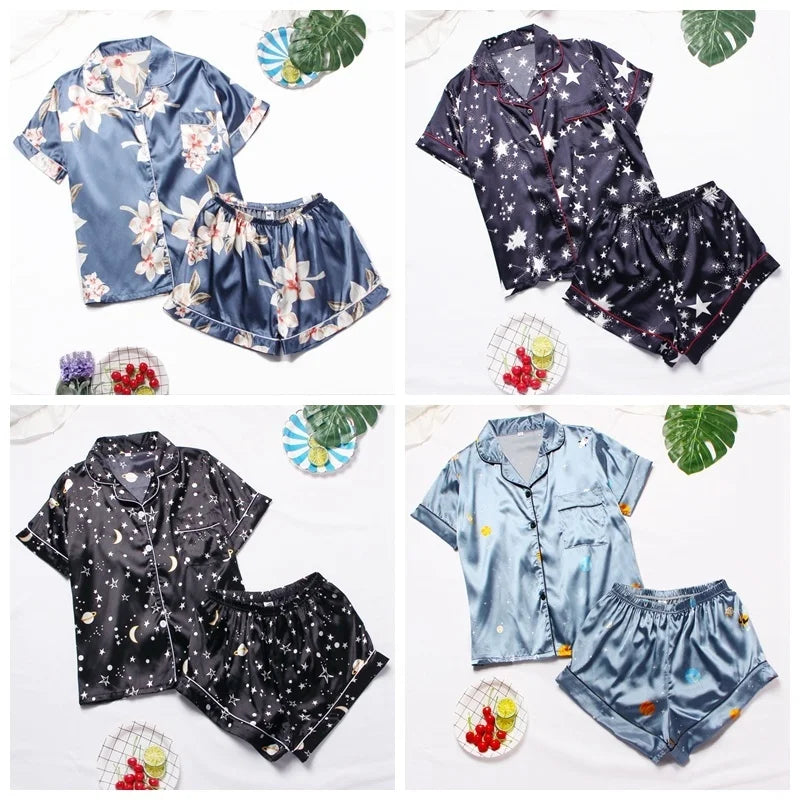 Spring Autumn pajama women Silk Satin pajamas set Long sleeve Shirt with Trouser Sleepwear Loungewear Female Pyjamas Suits Mujer