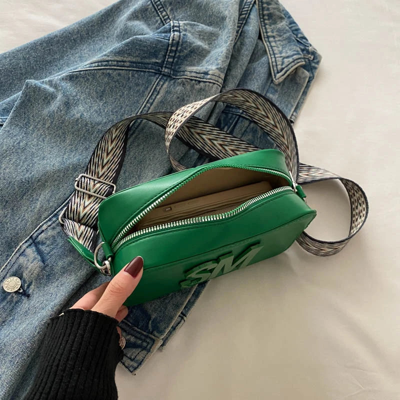 Fashion Letters Shoulder Bags for Women Leopard Print Small Square Bag Ladies Shopping Crossbody Bag Solid Color Storage Pocket